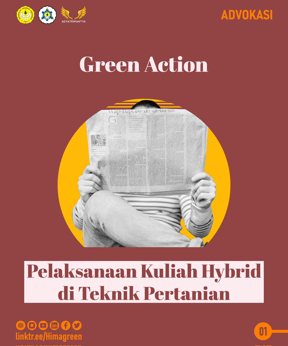 Himagreen's tweet photo. [GREENACTION]
Perkuliahan hybrid yang dilakukan Teknik Pertanian sudah berlangsung! 
Bagaimana sih mekanisme kuliah hybrid yang dilakukan di kampus dan respon para mahasiswa serta dosen terkait perkuliahan hybrid ini?
Yuk baca dan simak bahasan tersebut di GREEN ACTION EDISI 2 https://t.co/jP5rhEOvuP