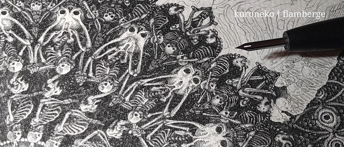 どんなに想像の翼を羽ばたかせて描いた作品でも、こと戦争を前にするとすべてが無意味なんじゃないかと無力しか実感出来ないのが辛いけど、それでも描くよ。言葉を紡ぐ気持ちで。 