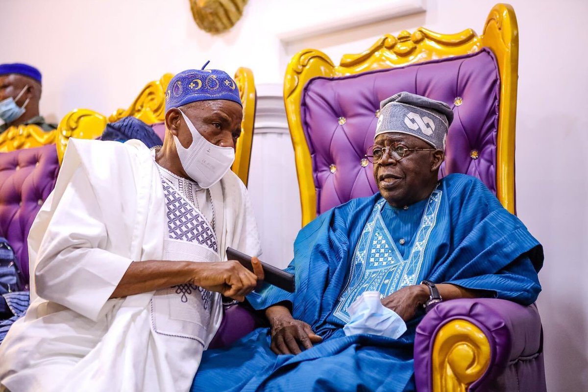 TheABATMovement's tweet photo. Asiwaju at the palace of His Royal Majesty, the Owa-Obokun Aromolaran in Ilesha on Thursday. https://t.co/OUg6qsRya3