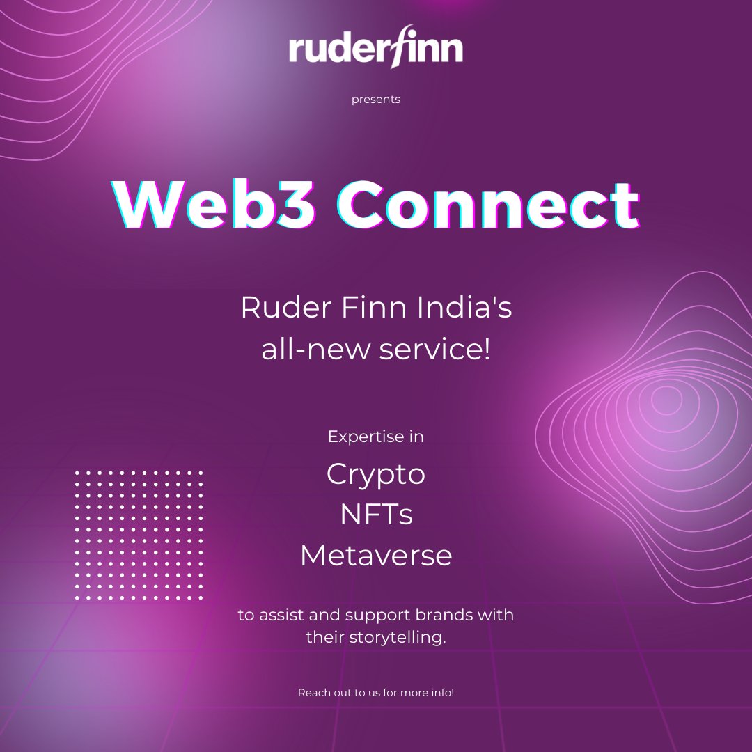 Today, we launch 'Web3 Connect', an all-new service with expertise in #Crypto, #NFT and #Metaverse. Backed by a strong in-house team &amp; industry consultants, we are focused on mastering the craft of the digital realm.

Are you ready for #WhatsNext?

#RuderFinnIndia #RFBreakthrough