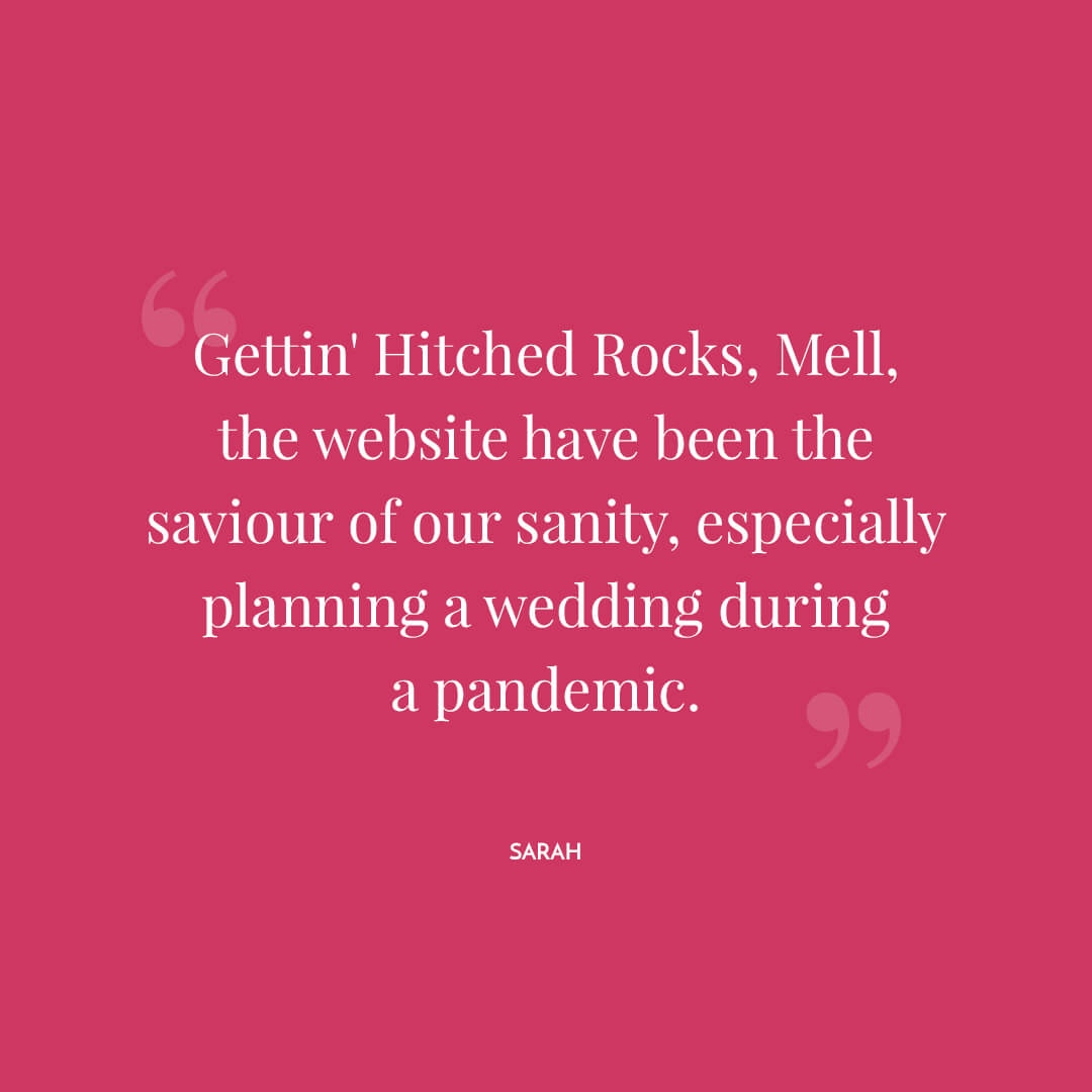 This review left on our Trustpilot page made me blush!

I love being a part of people's weddings and helping take the pressure off them - and I'm especially glad to know I still can, even in such an unpredictable time!

Find out more about what we do at hitched.rocks