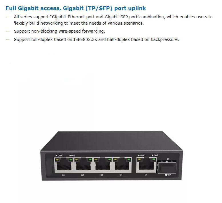 Juhejishu's tweet image. OEM 10/100/1000M 5 port POE switch for cctv camera
Description:
Unmanaged PoE fiber switch with 5*10/100/1000M RJ45 ports and 1*100/1000M uplink SFP fiber slot ports, Port 1-4 can support IEEE 802.3af/at PoE standard,External 65w power supply.
WhatsApp/WeChat 86 19926430533
