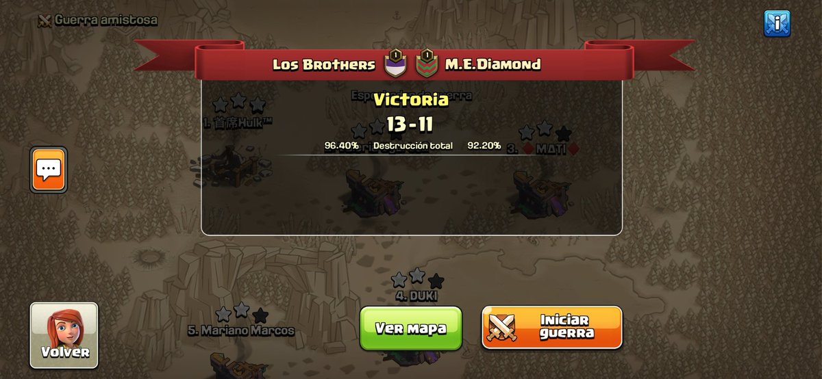 <a href="/Clashofclans/">Clash of Clans</a>| Resultados 
🏆 Torneo <a href="/TorneoCRC/">TCR</a> vs PT Nightmare
🏆 Torneo <a href="/RencorCup/">ReNcoR CUP</a> vs Los Invatibles
🏆Torneo Maximus Cup vs M.E. Diamond
GO LB 🦁💜