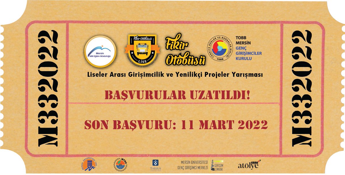 MersinMEMArGe's tweet photo. 📢Fikir Otobüsü Lisler Arası Girişimcilik ve Yenilikçi Projeler Yarışması başvuruları uzatıldı‼️

📅Son Başvuru: 11 Mart 2022
➡️Detaylar: https://t.co/cZGalHsFXV

@tcmeb @AdemKoca46 @MersinMEM @TOBBMERSINGGK @girisim_limani https://t.co/5JcrjXLiNS