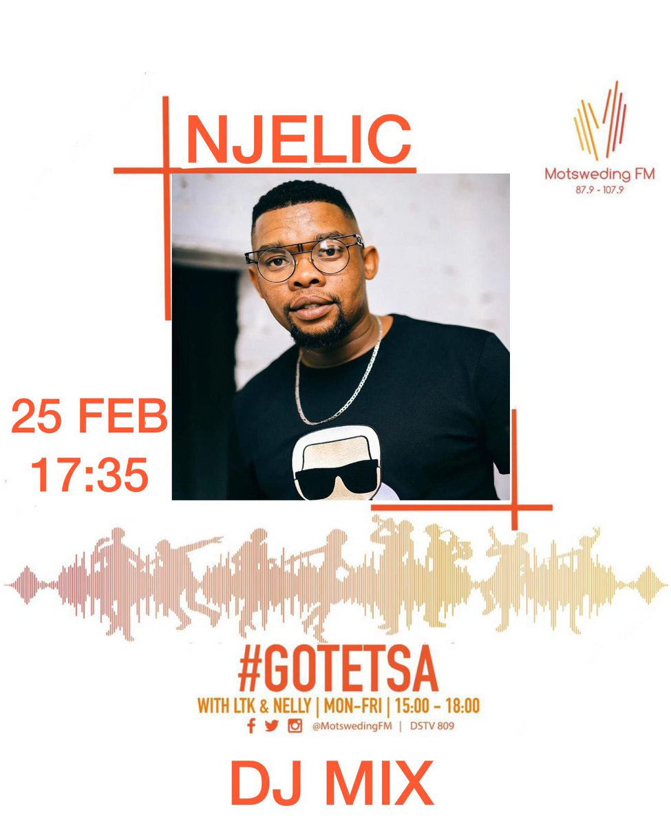 motswedingfm's tweet photo. #Gotetsa @luckytlale le @nelly_moruri
๐16:15
๐ Puisano le @mobidixon
#WHWH
๐ 17:35
๐ @NJELIC_SA
๐ถ๐ต ๐ ๐บ
#LeratoMoMoweng https://t.co/pqwbEgyNNR