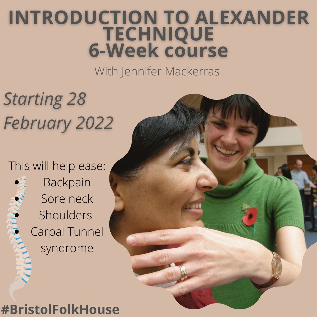 folkhouse's tweet photo. Do you suffer from: Backpain? A sore neck? Bad shoulders? Carpel Tunnel syndrome? 

The Intro to the Alexander Technique is perfect for you. 
⁠
#Wellbeing #BristolWellbeing #BristolHealth #BristolFolkHouse #BristolCourses #AlexanderTechnique #LearnTo #LearningForPleasure https://t.co/b51FbE9xtN