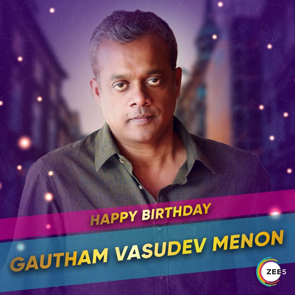 Zee5South's tweet photo. Happy Birthday to the most favorite Director @menongautham !
#HappyBirthday #GVM #gvmforever https://t.co/PIeatMsGO1