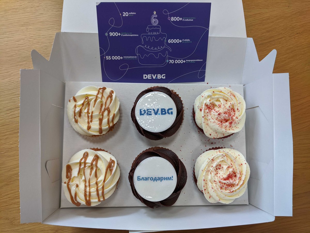 ⭐️ Happy birthday, DEV.BG! 🎉
We are grateful to have you as partners and wish you many more achievements in the years to come. Oh yeah, and thanks for the delicious cupcakes! 🧁

#business #startups #mobile #developers #softwaredevelopment #b2b #startup #partner