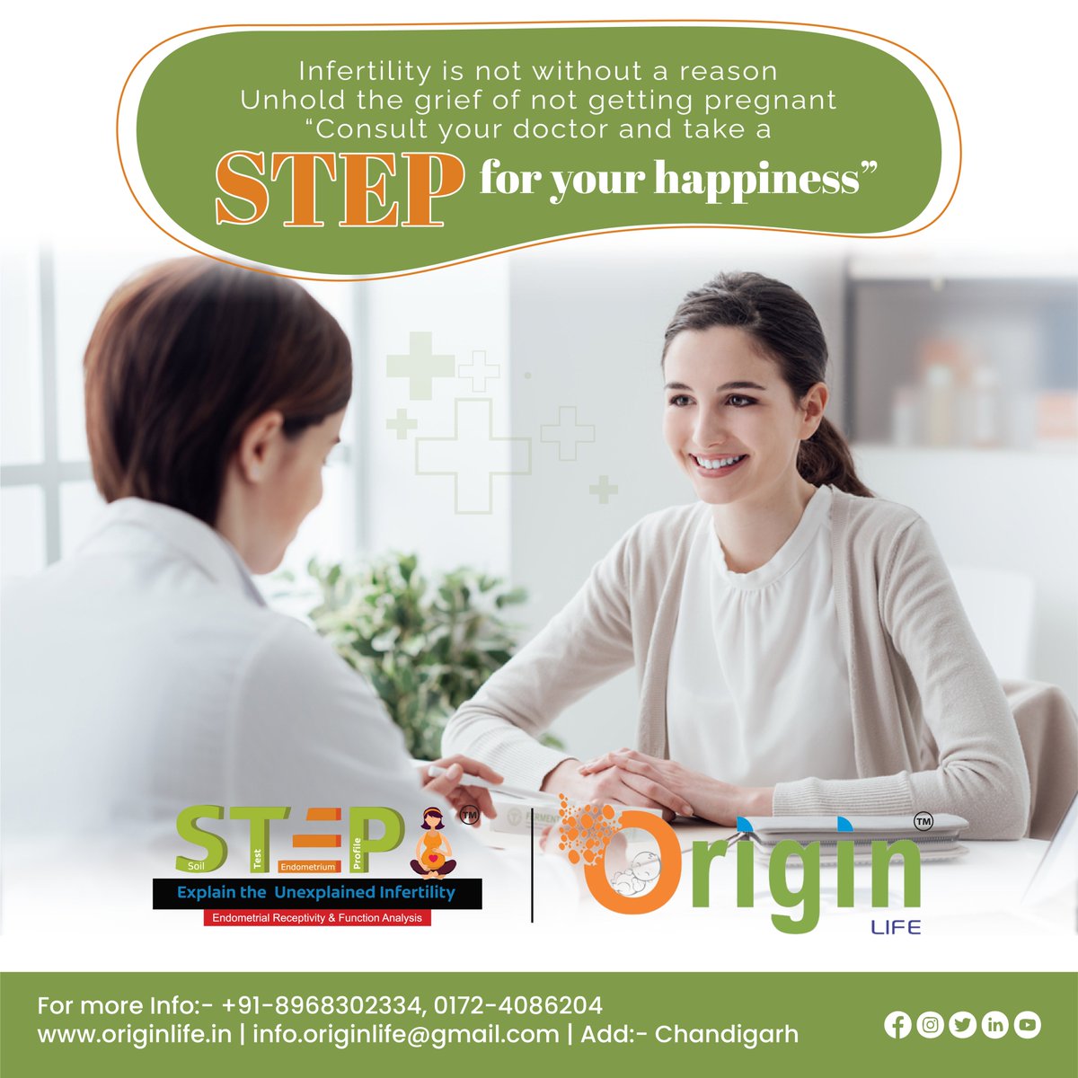 Originlife_chd's tweet photo. #Infertility is not without a reason, un hold the grief of not getting pregnant, "Consult your doctor and take a #STEP for your happiness"😊
.
.
#OriginLife #IVFSupport #Fertility #Pregnancy #IVFTreatment #FertilitySpecialist #IVFFailure https://t.co/rCECwExFas