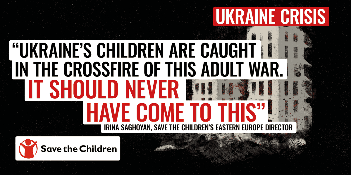 save_children's tweet photo. Children in #Ukraine have grown up enduring #conflict, shelling &amp; violence. Many have been displaced from their homes.

Every effort should be made to find a diplomatic solution &amp; avert a catastrophic war.

Children deserve to feel protected &amp; safe. We must #StopTheWarOnChildren https://t.co/8HW3YW88Mg