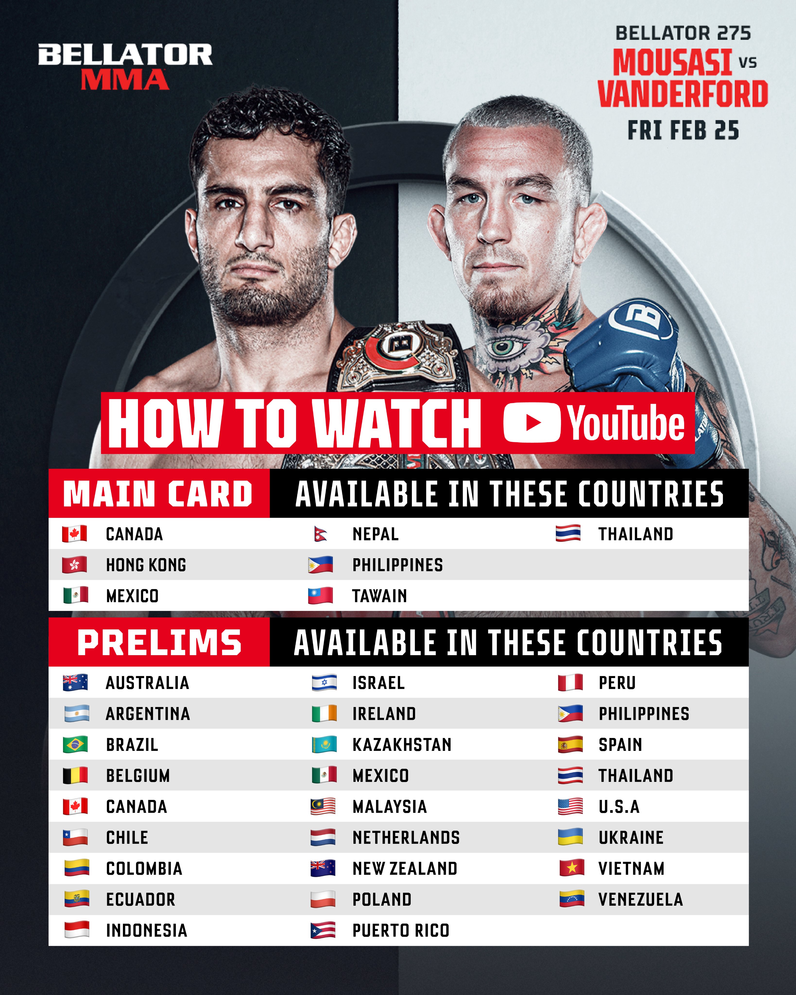 Bellator 2022 Schedule Bellatormma On Twitter: "Where In The 🌍 Are You Watching #Bellator275 From  Today? Here's Your All-Important, International Broadcast Information. 👇  Https://T.co/J9Jhr6Xhjw" / Twitter