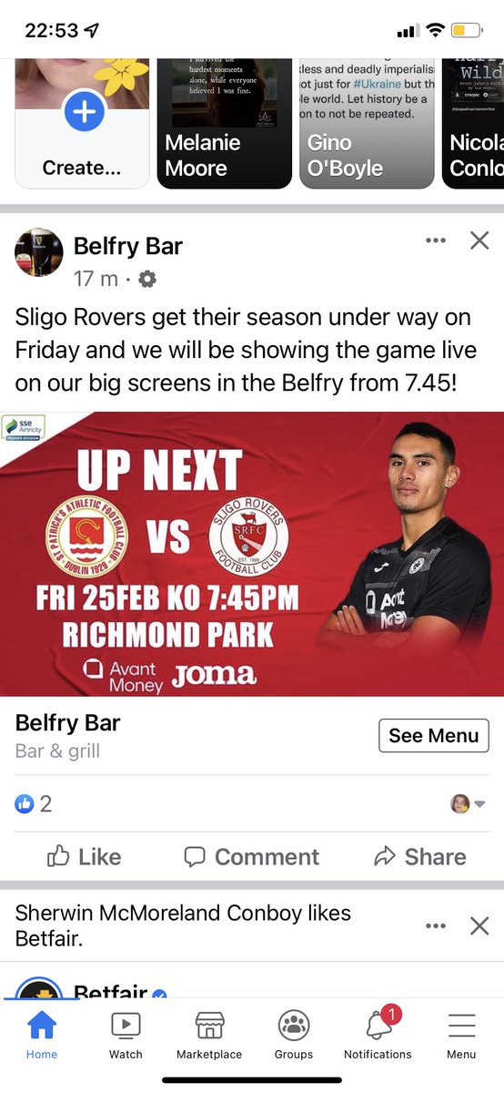DslSligo's tweet image. Belfry Bar showing @sligorovers game this evening. Any other venues confirming live coverage? Would imagine the blue lagoon and foleys will also be showing game #gameday