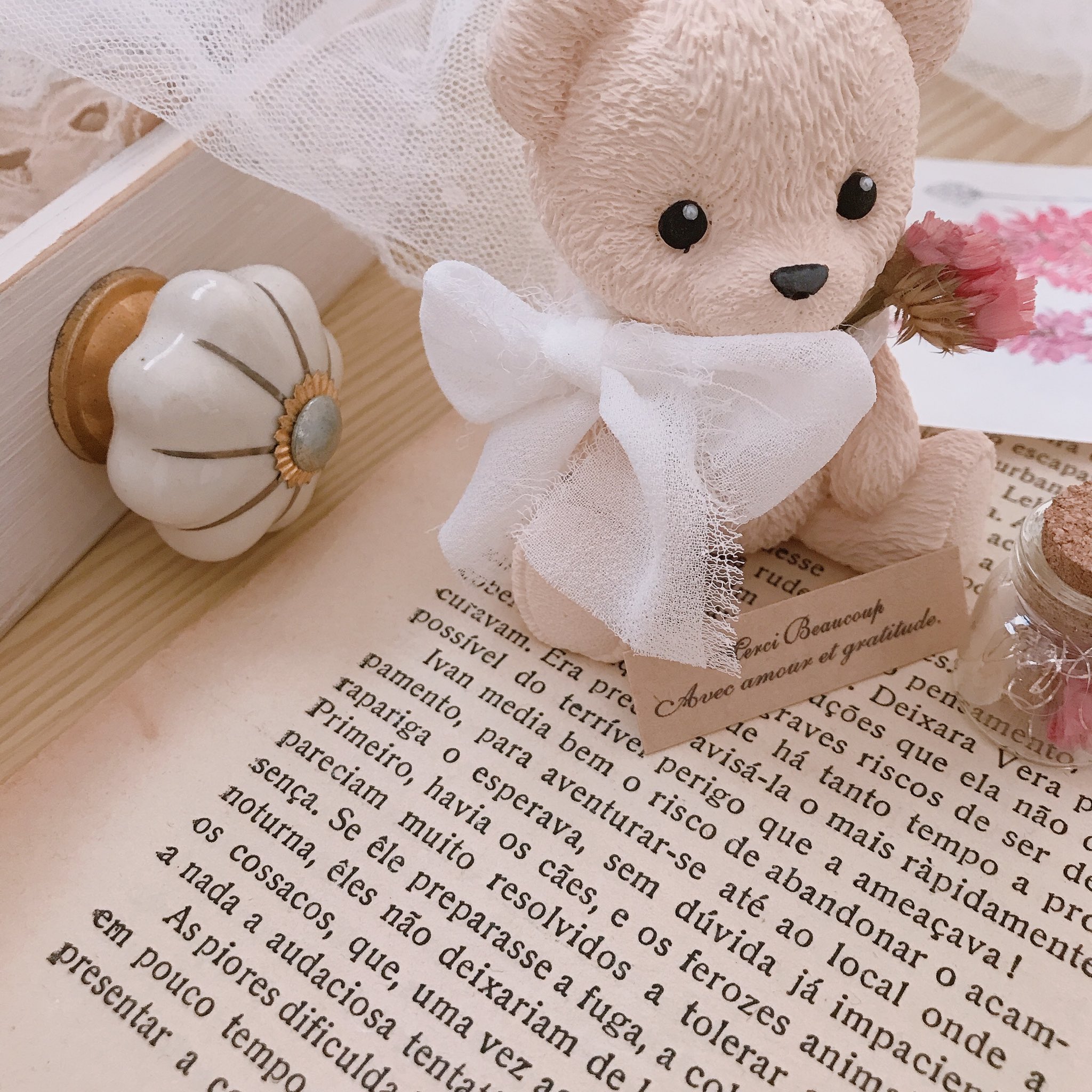 キュートくまちゃん♡アロマストーン ピンクリボン