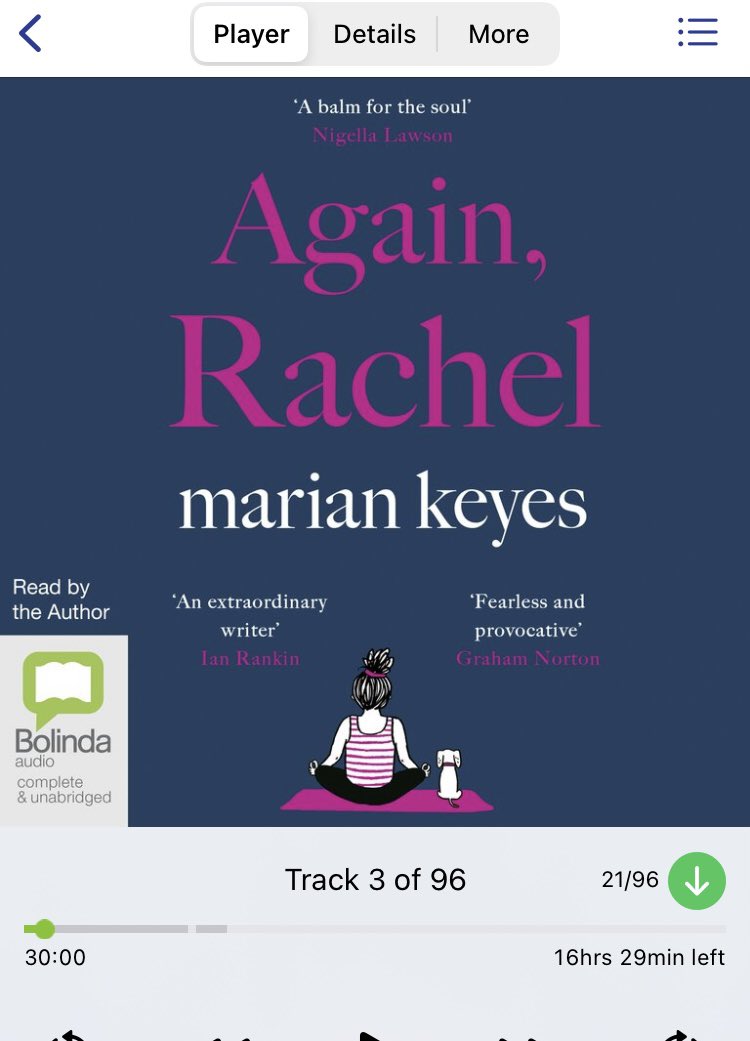 I’m ready to #SqueezeInARead on the way to work with #AgainRachel read by the author; the fabulous @MarianKeyes. 3 chapters in and I’m hooked.  If you see me with earphones in at work,  look away ya saw nothing @BorrowBox  @WaterfordLibs #IrelandReads