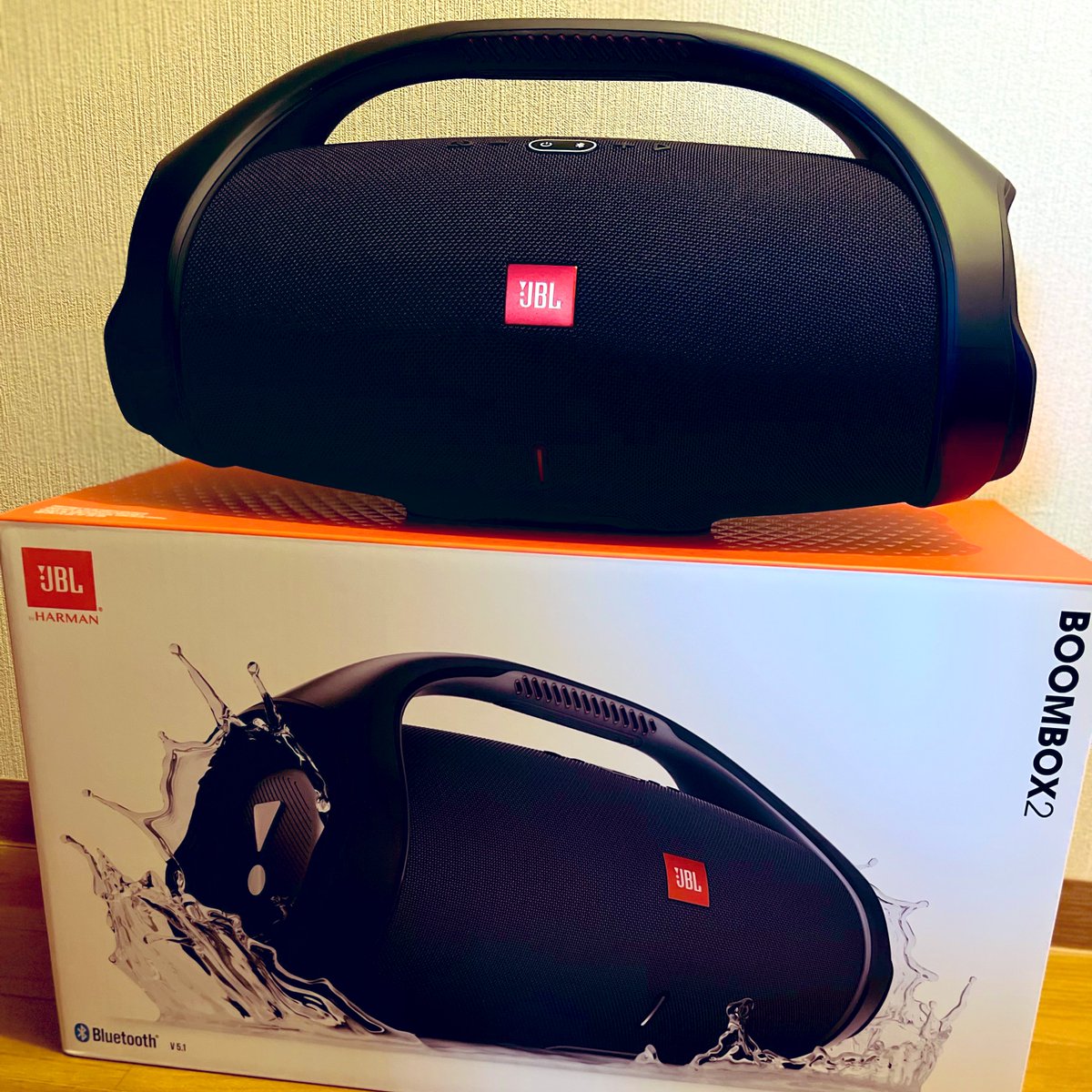 Takapiroon's tweet photo. @JBL_JAPAN さんのプレゼントキャンペーンで当選したBOOMBOX2が届きました👍
思ってたよりでかい!
だけどその分サウンドも大迫力!
ポータブルスピーカーの域超えてます😆
#JBL #BOOMBOX2 https://t.co/wNGXOdsaCS