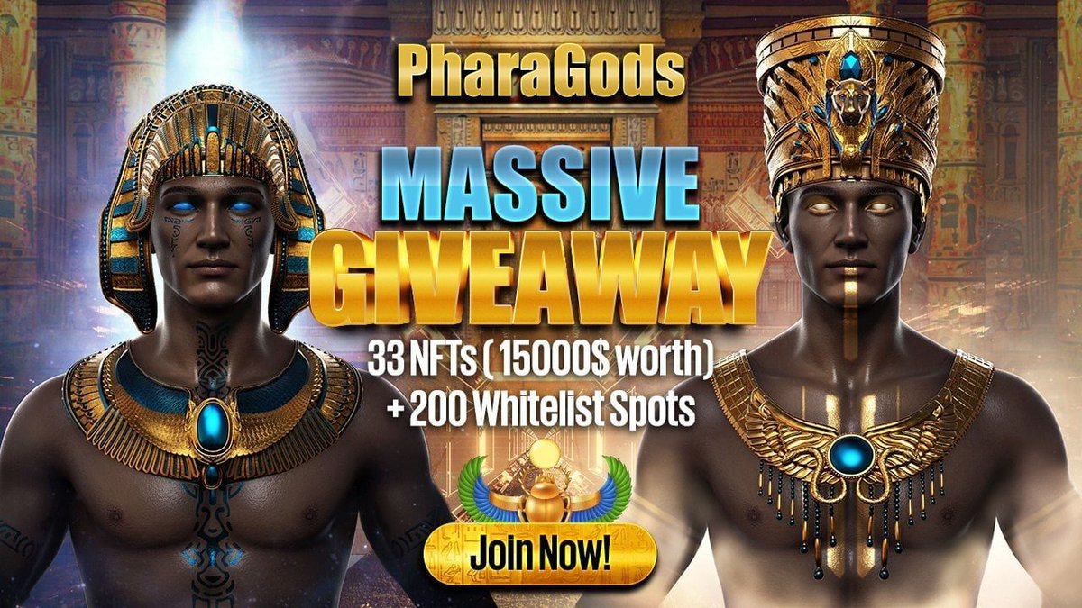 🚀 Airdrop: PharaGods
💰 Value: 33NFTs (15000$ Worth) + 250 Whitelist Spots
📅 End Date: 18th March, 2022
🏦 Distribution Date: 1 week after End date

Go to the Airdrop page
gleam.io/biD2s/33nfts-1…

#Airdrop #Airdrops #Crypto