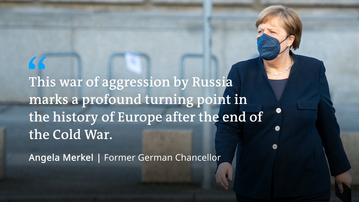 Germany's former Chancellor Angela Merkel strongly condemned Russia's invasion of Ukraine - saying it marks a 'profound turning point' for Europe. In a statement to news agency dpa, she voiced her 'complete support' for efforts by the West to put a swift stop to the war.