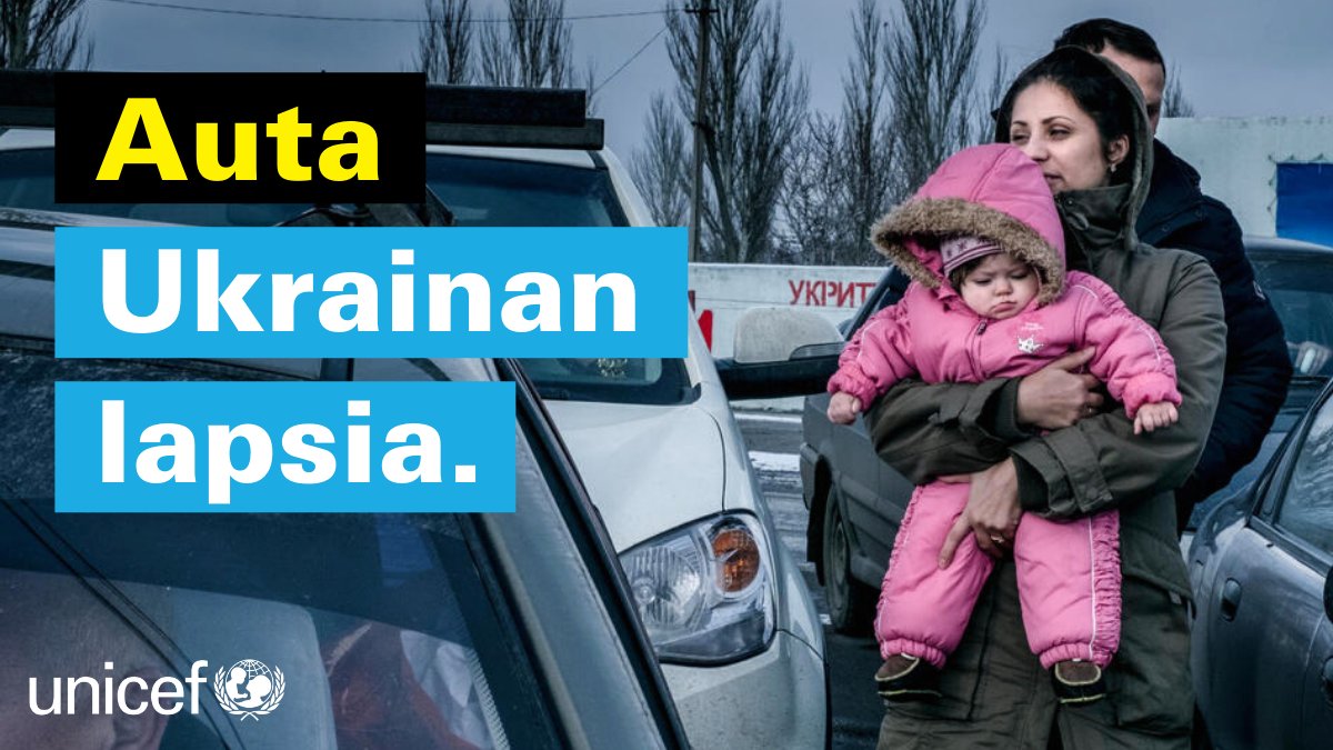 Ukrainan lapset ovat vaarassa! Olemme Ukrainassa auttamassa ja suojelemassa lapsia.

Yhdenkään lapsen ei pitäisi joutua sodan keskelle.

💙 Auta Ukrainan lapsia: Tekstaa UKRAINA20 numeroon 16110 (20 €) tai lahjoita uni.cf/fi-Ukraina2022…

#Ukraina #LastenPuolella