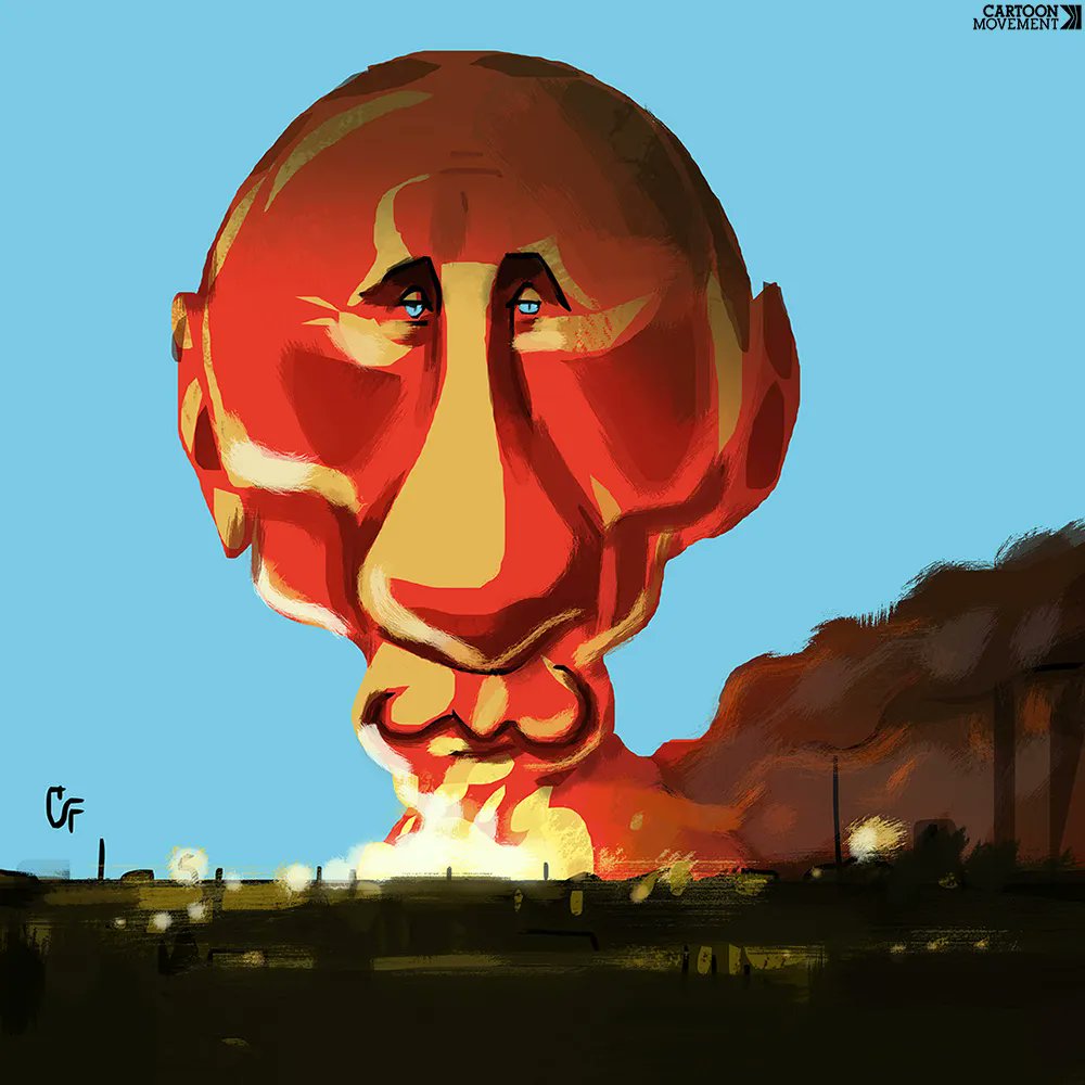 The Cartoon Movement&#39;s tweet - &quot;Explosions in Kyiv on the second day of  Russia&#39;s attack on Ukraine. Today&#39;s cartoon by David Carlos Fuentes. More  cartoons about Russia invading Ukraine in our collection: #