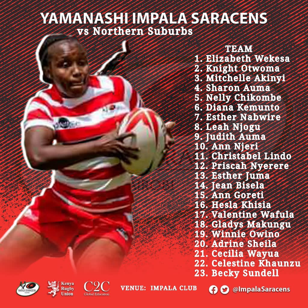 ImpalaRfc's tweet photo. Team news.
A few changes by head coach Oscar Osir to the team that started last weekend against Nondescript.
Our ladies team, Yamanashi will also be in action against Northern Suburbs in the women's Kenya cup semifinal.
#ResolutionInsurance
#C2C
#ImpalaTime
#kenyaCup https://t.co/v3xrq4ED1c