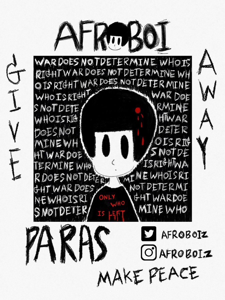 Afroboi.SaynoWar giveaway for free ! 0.0N Make peace ! ! paras.id/collection/the…
#NFTGiveaway #NFTCommunity #NFT #NFTartist #nftart #PARASnft #NFTshill #NFTsales #nfts #NFTTHAILAND #nftasia