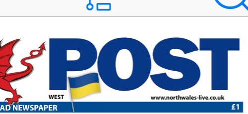 Tudalen flaen y Daily Post heddiw.
Today’s #DailyPost showing solidarity with #Ukraine 
Da iawn <a href="/Dion_DailyPost/">Dion Daily Post</a> <a href="/northwaleslive/">North Wales Live</a>