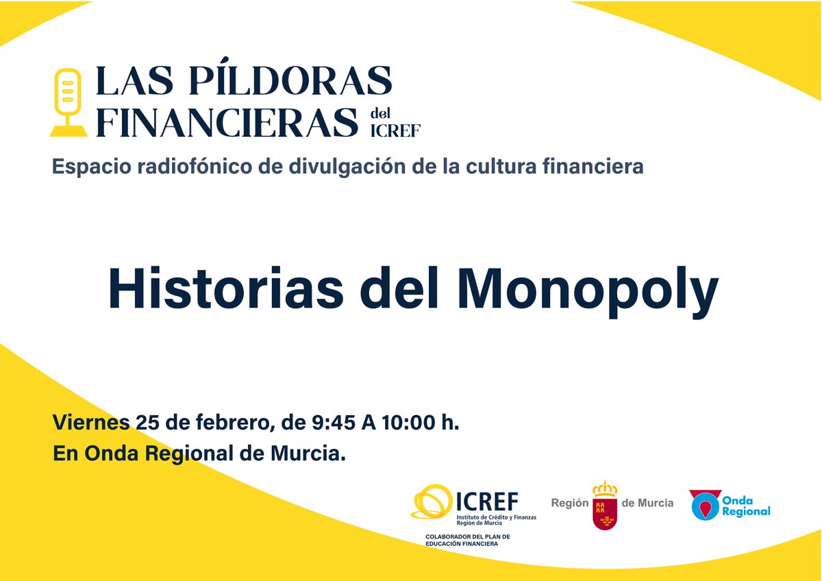 📻 Esta mañana, en Las píldoras financieras del ICREF, tenemos preparadas un montón de curiosidades sobre el juego del Monopoly ¡No te lo pierdas!