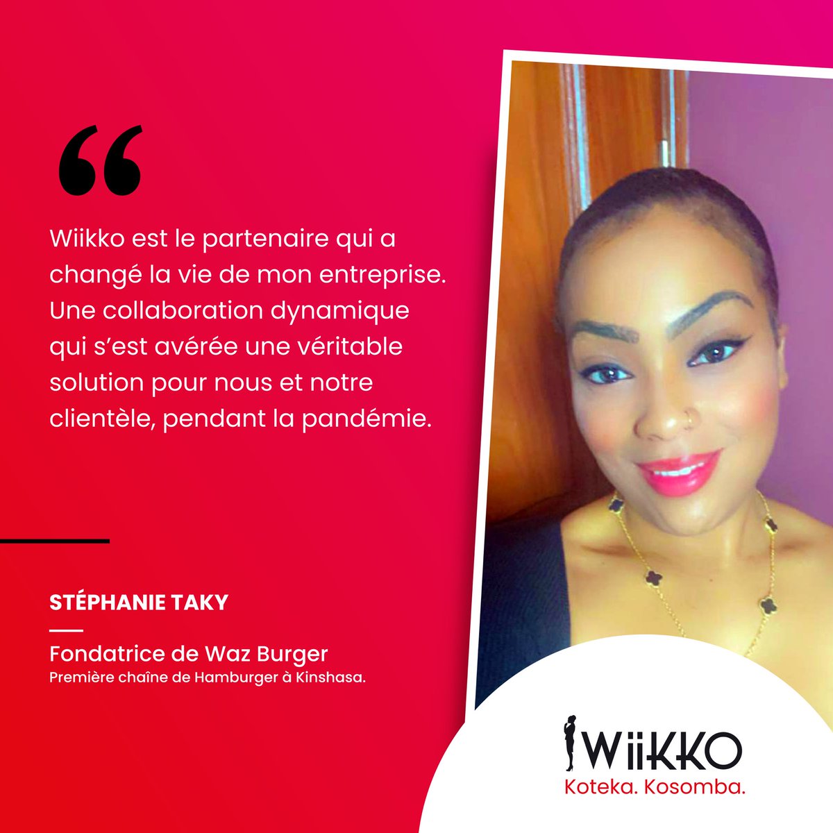 Wiikkoltd's tweet photo. Waz Burger est reconnu comme étant la première chaîne de fast-food Hamburger à Kinshasa. Pour Wiikko, Waz Burger a une place particulière grâce à notre collaboration étroite et dynamique depuis le début.
#testimonial #marchand #burgers #entrepreneurlife #letsbuildtogether https://t.co/R2R4c21ZnB