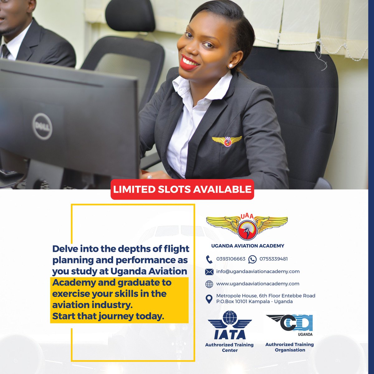 ugaviationsch's tweet photo. Delve into the depths of flight planning and performance at Uganda Aviation Academy and graduate to exercise your skills in the 
aviation industry. 
Start that journey today. 

REGISTER NOW! Or Whatsapp us on +256 755339481 for assistance. #uaa #aviation #applynow #Feb2022intake https://t.co/5twrmJia04