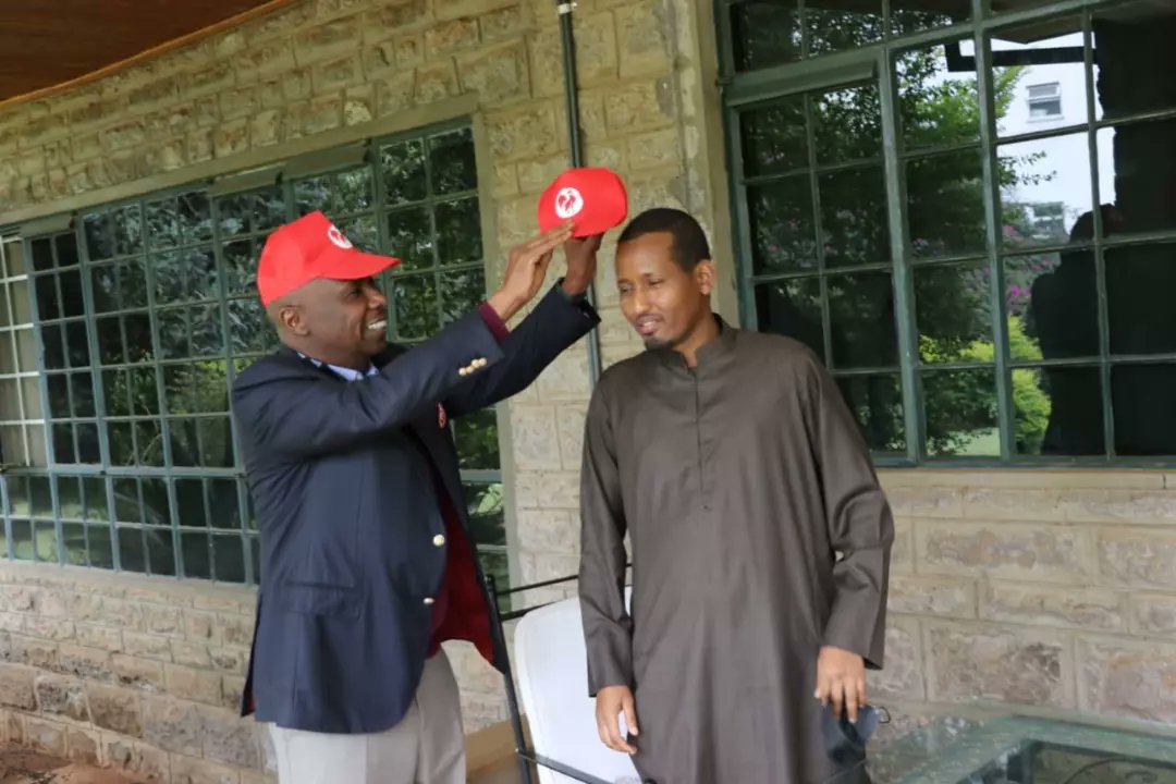 KanuCongress's tweet photo. Wajir Governor H.E Ahmed Ali Muktar officially joins KANU. He was received earlier today by party Chairman Senator Gideon Moi. #FormNiDifferent https://t.co/y5InbSeec6