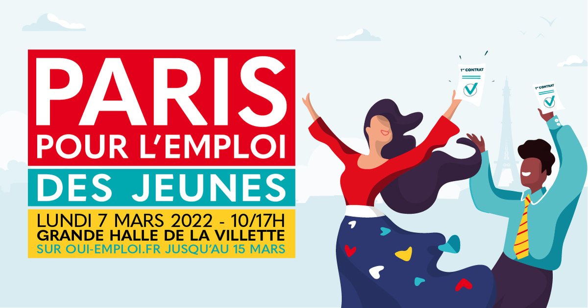 FTravail_IDF's tweet photo. #Agenda - Vous avez moins de 30 ans et vous recherchez un #emploi, une #alternance ou une mobilité professionnelle ?
RDV au salon de recrutement #ParisEmploiJeunes 2022
📆 7 mars de 10h à 17h
📍 Grande Halle de La Villette
�� https://t.co/d2K6CQNmcZ 
@carrefouremploi https://t.co/RDXiiMDxnI