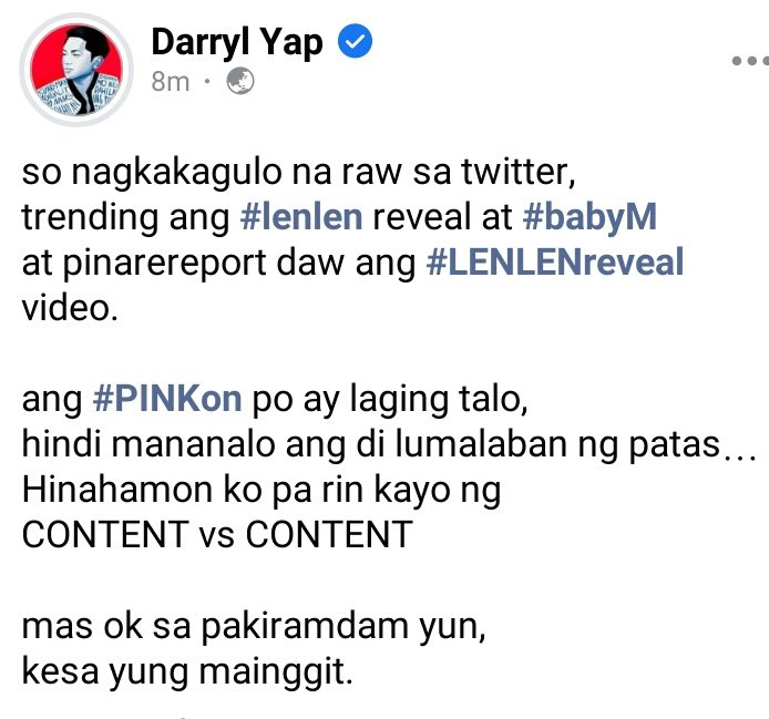 _Kwinieverse's tweet photo. "ang #PINKon po ay laging talo." Hahahaha well done direk ... hoping for season two :)
#LenlenReveal https://t.co/rPeTEw9WtM