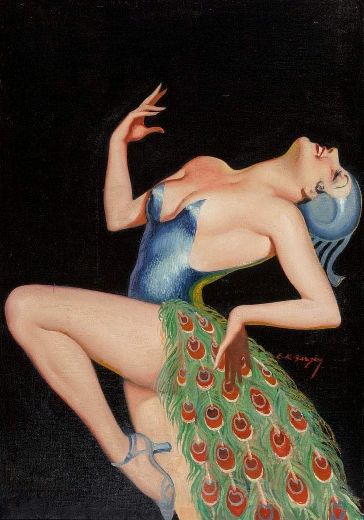 Pretty as a peacock by Earle K. Bergey. 1935 https://t.co/cwMgt4MxQI