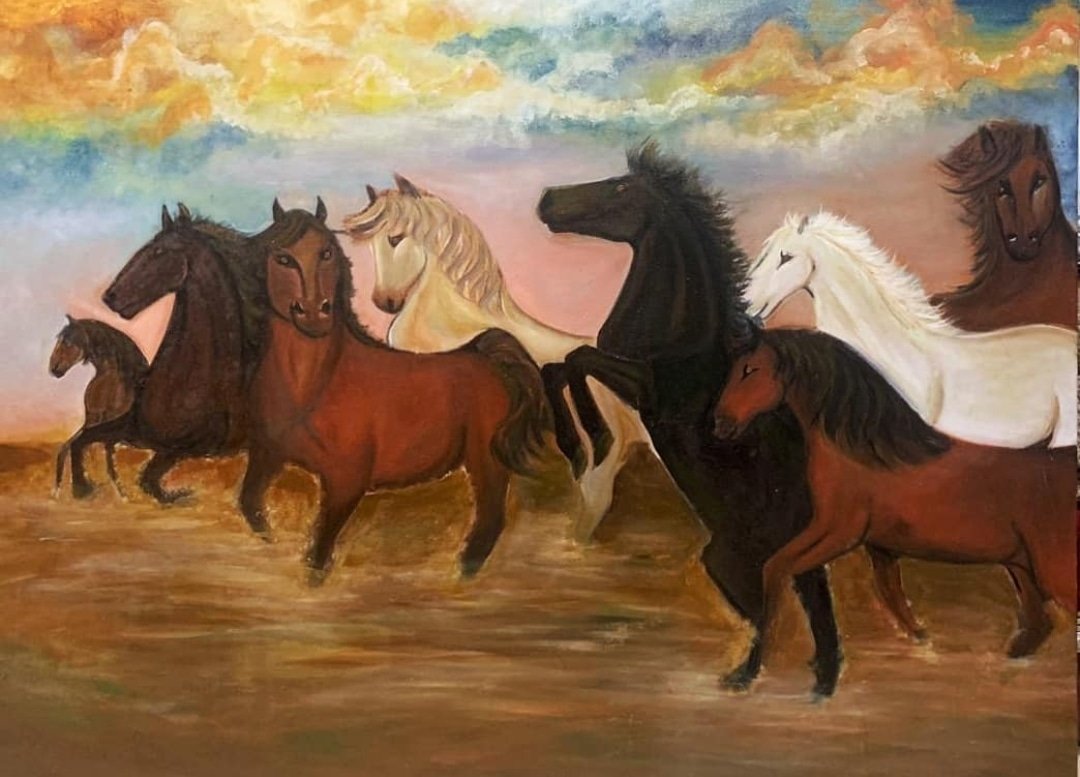 _artisticalpha_'s tweet photo. THE SEVEN HORSES 
This painting symbolises stability, courage, power, strength and loyalty.
To buy this NFT go to -
https://t.co/r0JJYm5KEm
#NFT #OpenSeaNFT #opensea #NFTartists #nftart https://t.co/dvfjm7c4fy