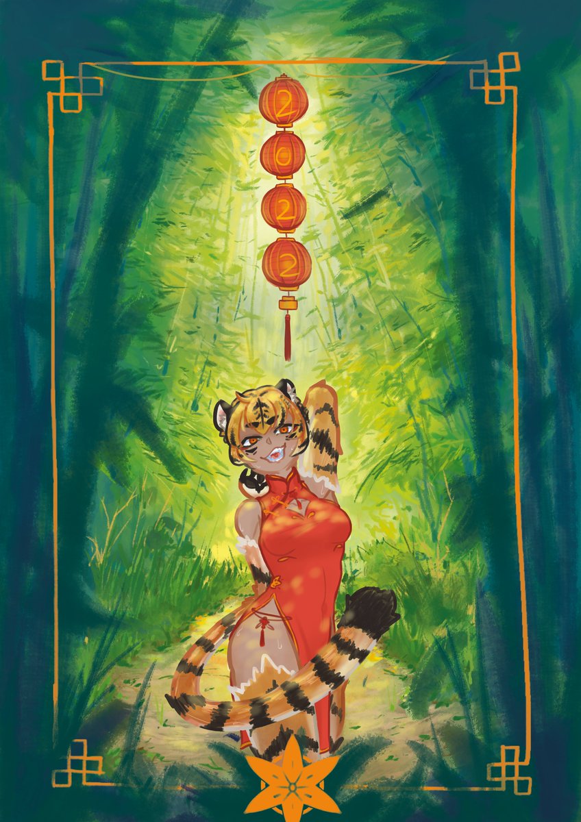 WeebResident's tweet image. 🏮Happy 2022🏮🐅
This is likely as good as it's going to get, so I'll be posting this as the complete artwork. It ended up taking much longer than I intended, but I learned a bit while working on the piece. If I was started it in Jan-Feb, it still counts for the new year, right?