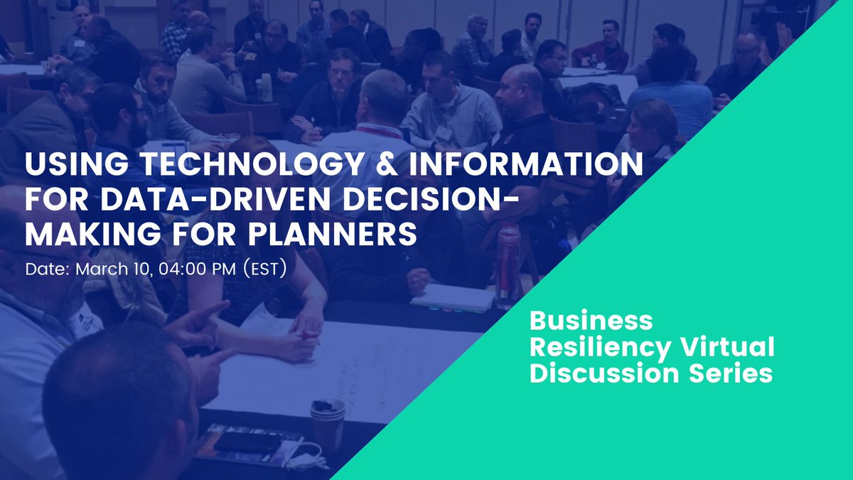 ahcusa's tweet image. [NEW] Using Technology &amp;amp; Information for Data-Driven Decision-Making for Planners - Date: Mar 10, 4:00 PM (EST)

📍Register ➡️ resilienceexch.org/registration-1

● Raju Gottumukkala
● Jim Williams

Understand the problems caused by the magnitude of the impacts on the private sector...