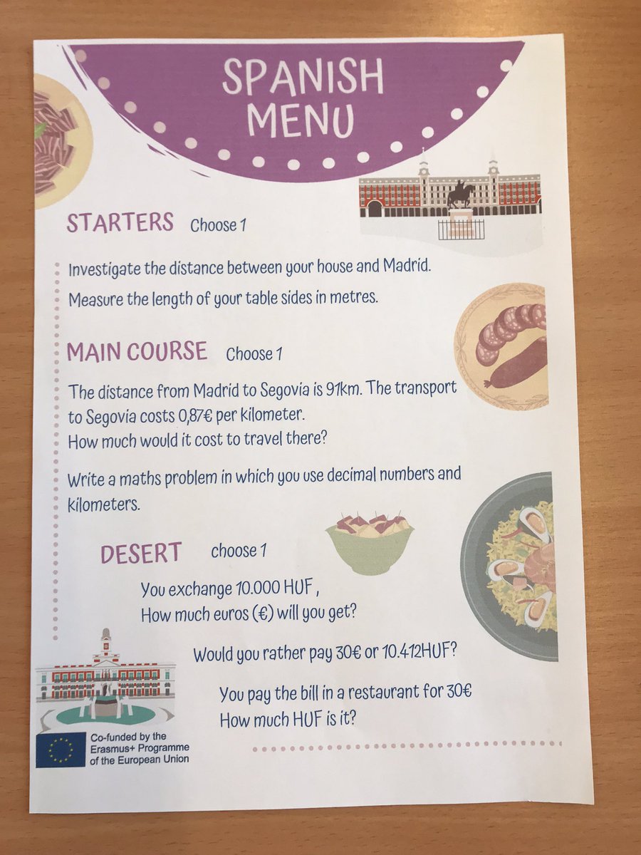 rsmiriam's tweet photo. Enseñando a trabajar con 🍴Menús de Aprendizaje en 💯matemáticas. El gran poder de la elección de los alumnos @sepiegob @cracamposc #ErasmusPlus @EUErasmusPlus #CRACCaroundEurope #learningmenu @educacyl https://t.co/OntuOdrnis