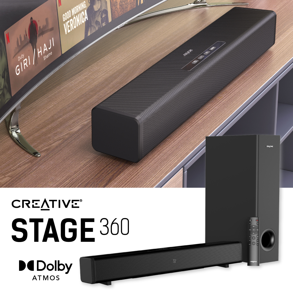 CreativeCMKK's tweet photo. 立体的サラウンドでネトフリを❗️

コンパクトな2.1 サウンドバーの #Creative #Stage360 は #Dolby #Atmos に対応、#Netflix などの動画配信サービスを、迫力の立体的なサラウンド サウンドで楽しめます！
https://t.co/dqC6tIEaXL

サウンドバー体験会も申込受付中です💪
https://t.co/2kWjpMSpdF https://t.co/PuA15ACNzH