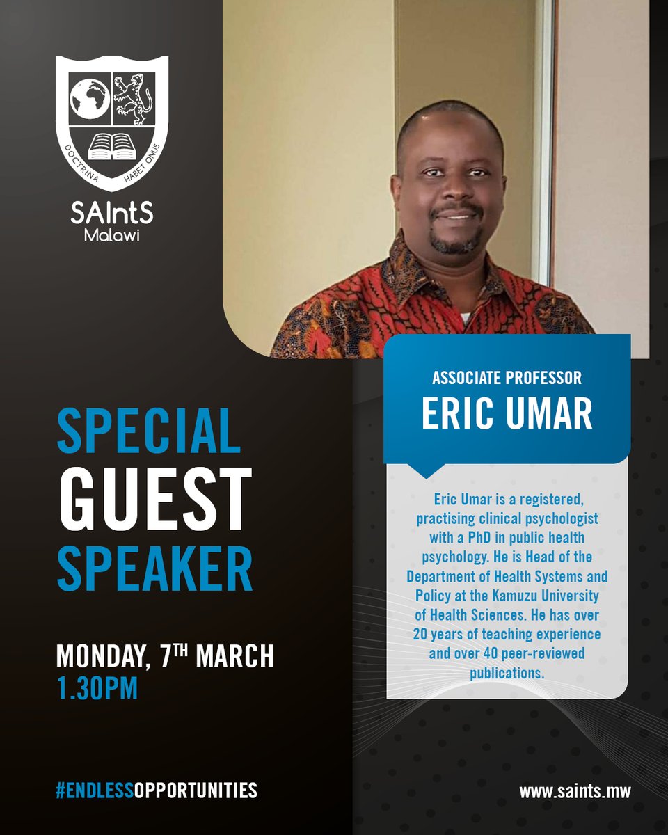 SAIntS_Malawi's tweet photo. #SAIntS6thForm will be visited by a special guest speaker on the 7th of March... https://t.co/xpfYjXH1jW