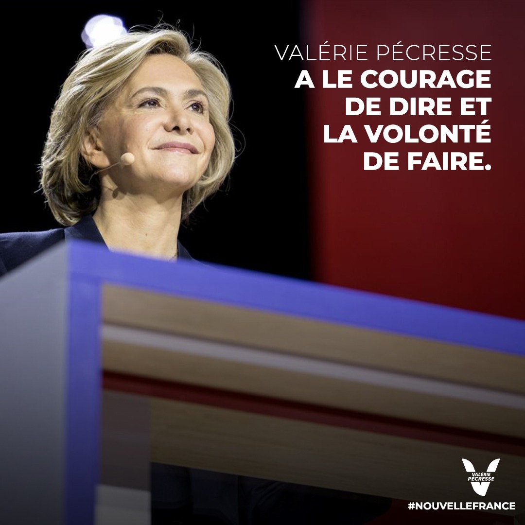 lesRepublicains's tweet photo. 🗳️ Voter @vpecresse, c'est voter pour une femme qui a le courage de dire et la volonté de faire.

🇫🇷 Pour une #NouvelleFrance, les 10 et 24 avril, je vote #Pecresse2022 ! https://t.co/7uVrKqDA0Y