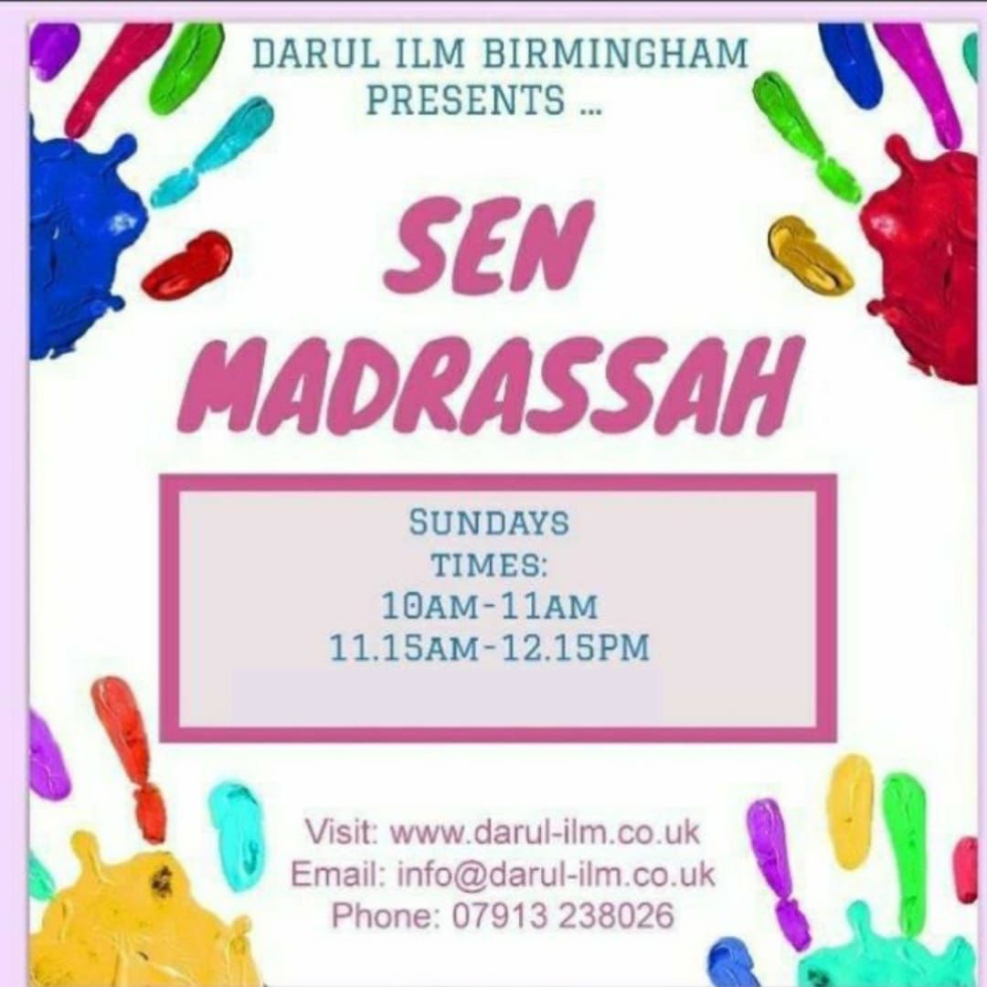 DarulilmBham's tweet photo. Darul Ilm Birmingham Presents: 

SEN Madrasah

Classes start from 10am 

Every Sunday

For more information: https://t.co/E5kRjBqOPx

Contact:
📍Darul Ilm Birmingham, Bisley Works, Golden Hillock Rd, Sparkbrook, Birmingham B11 2PY 
☎️ Call: 0121 7733576 https://t.co/pFK8xP8cox
