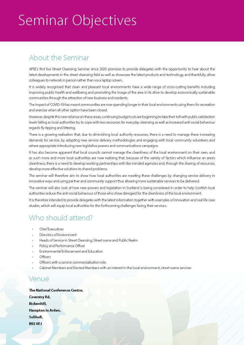 🚮 STREET CLEANSING SEMINAR - BOOK YOUR PLACE NOW! 🚮

APSE’s first live Street Cleansing Seminar since 2020 promises to provide delegates with the opportunity to hear about the latest developments in the street cleansing field 🧹 #netzero 

Book now 👇apse.org.uk/apse/index.cfm…