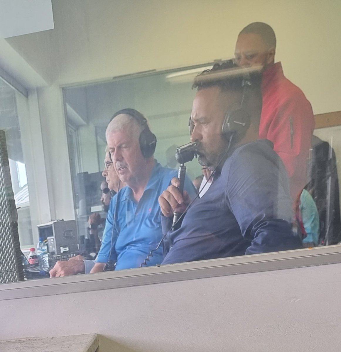 I watched <a href="/robbie13flair/">Robin John Peterson</a> score his first 100 for the EP at St George's at my very first live game. 

Met him on a few occasions, watched him play as well as coach. 

Today he's sitting in the commentary box next to me while I'm the PA Announcer.

What a journey it been! #blessed