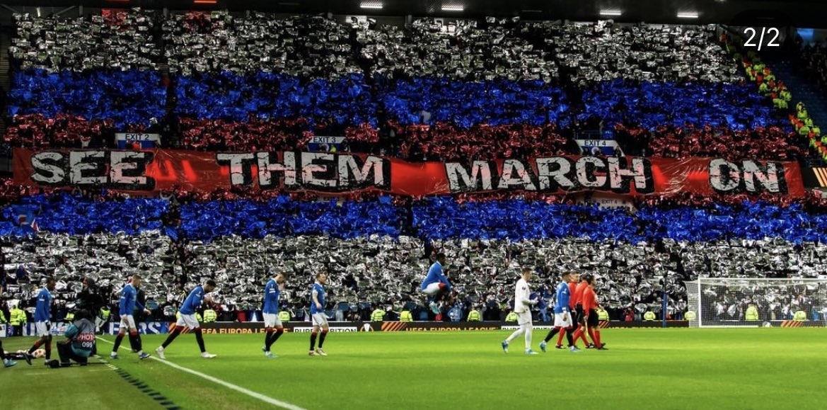 Grahambh1967's tweet photo. Waking up in absolute shock and disbelief this morning, how do sevco fans think its right to display a Russian Flag in clear support of their unlawful invasion of Ukraine, i hope that world leaders see this and its called out all over the globe today. https://t.co/VUw4Me2WyF