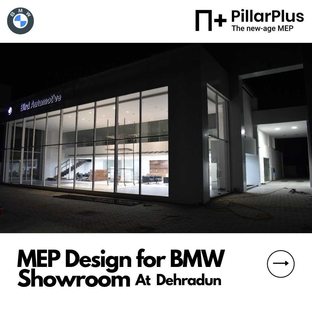 pillarplushq's tweet photo. BMW showroom in Dehradun - an upcoming showroom whose MEP has been designed by PillarPlus.
Our engineers at PillarPlus identified the dark spots and poor lighting systems that badly affect the aesthetics of the interior and require high energy costs. 
#construction #design #MEP https://t.co/qlMuer3ad4