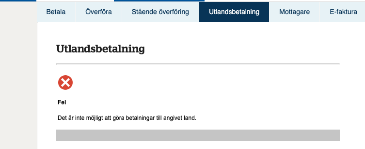 valnak's tweet photo. @handelsbanken  Unable to make payments to Ukrainian bank accounts using Handelsbanken. What gives? Any workarounds? https://t.co/gBpPbeZhvV