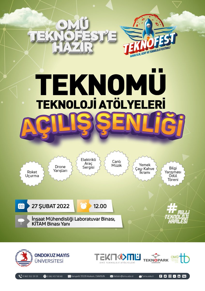 TEKNOFEST heyecanı bu şenlikle zirveyi bulacak!

📆27 Şubat  Pazar
⏲️12.00
📍İnşaat Mühendisliği Laboratuvar Binası

TEKNOFEST meraklısı tüm öğrenci arkadaşlarımız davetlidir 🤩