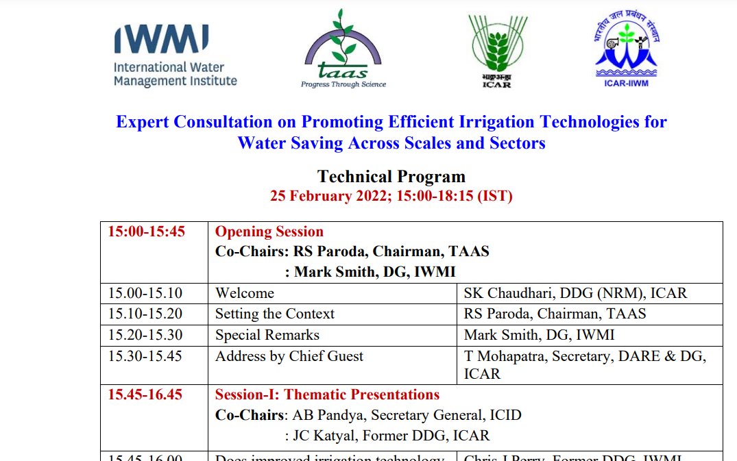 Honored to be invited to the #Water Savings Expert Consultation in #India linked with the #CGIAR #NEXUSGains Initiative @IWMI @IFPRI @CGIAR @ParodaDr @DrAlokSikka1 @IWMI_India