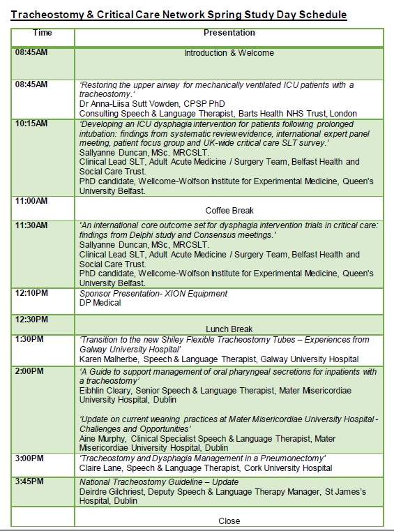 The Irish Tracheostomy & Critical Care Network are hosting an online study day on Thursday 3rd March: 'Communication & Dysphagia Updates in the Management of Critical Care Patients'. Speakers include @MsAnnaLiisaSutt @SallyAnneDunca1 and many more! eventbrite.co.uk/e/tracheostomy…
