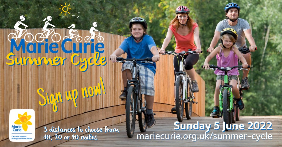 MarieCurieSCO's tweet photo. Get your bike out and join us on the Marie Curie Summer Cycle this June... What better way to get together with family and friends for a great day out 🚴🚴‍♂️ Sign up now at https://t.co/VQZDVjKVWL 
#TeamMarieCurie #SummerCycle https://t.co/Yb1r2JXXHJ